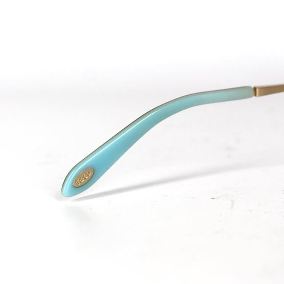 Tiffany & Co. Brown Tortoise Light Blue Gold Heart Rectangle Lens Eyeglasses - Picture 5 of 8